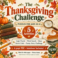 Thanksgiving Puzzle Pack for Ages 10-14 | 5 Activities & Solutions | Printable PDF