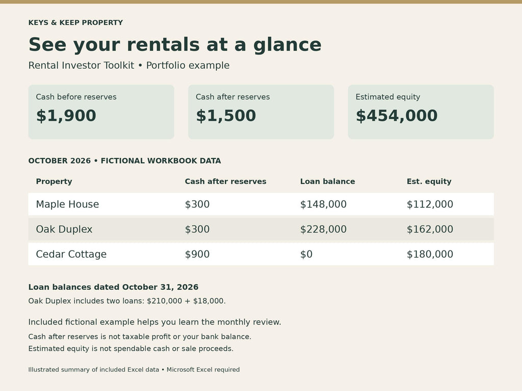 Rental Investor Toolkit | Excel + Google Sheets | Seller Lead and Offer Tracker, Follow-Up Templates and Rental Portfolio