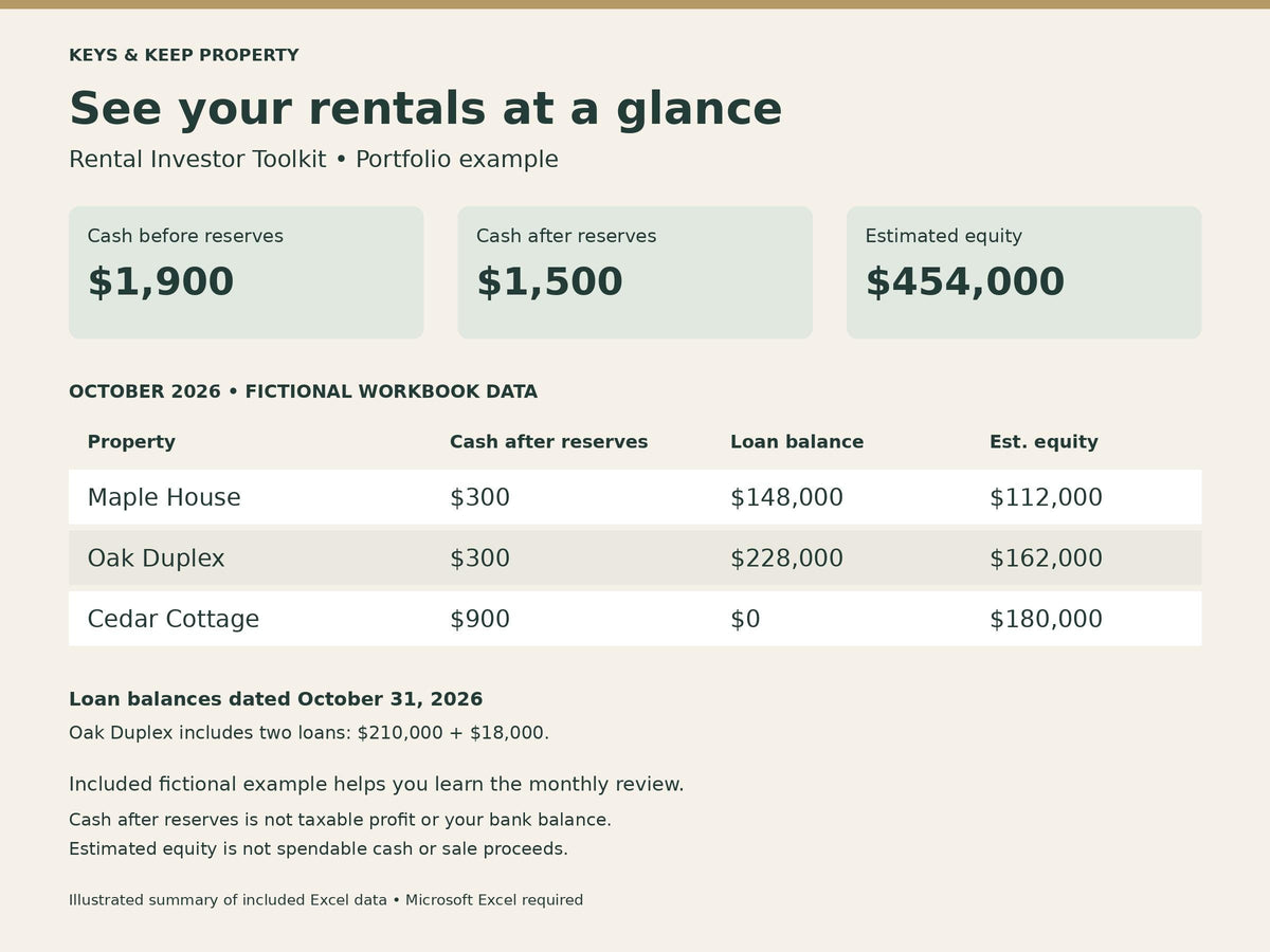 Rental Investor Toolkit | Excel + Google Sheets | Seller Lead and Offer Tracker, Follow-Up Templates and Rental Portfolio