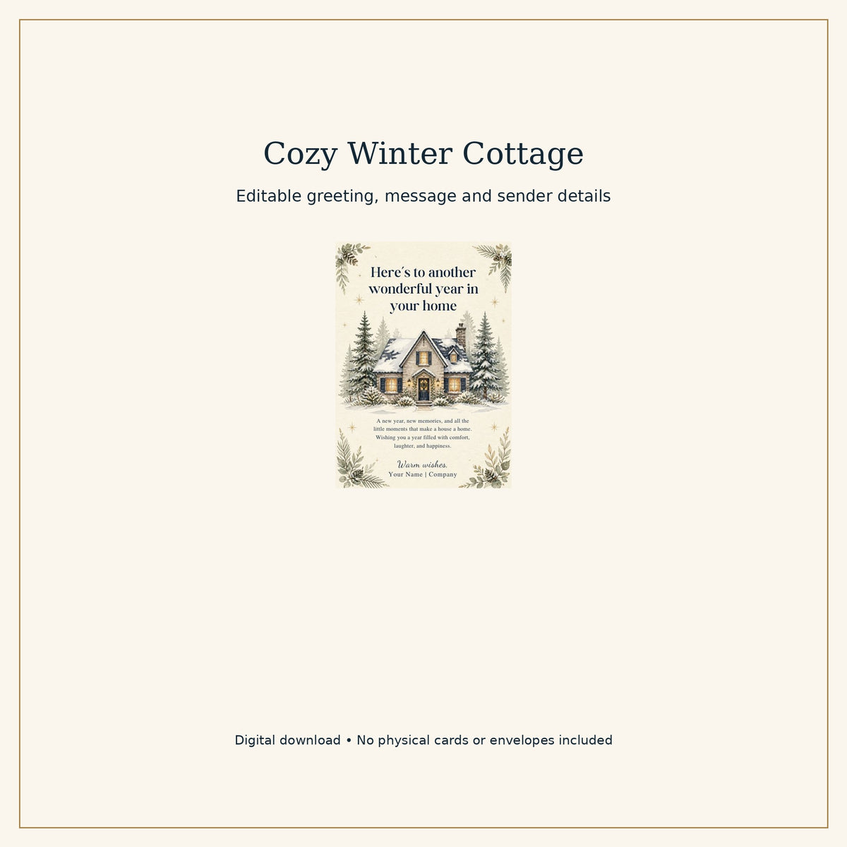 New Year Card Templates for Landlords, Tenants & Realtors | 3 Editable Canva Designs, 5x7 Home Greeting Cards