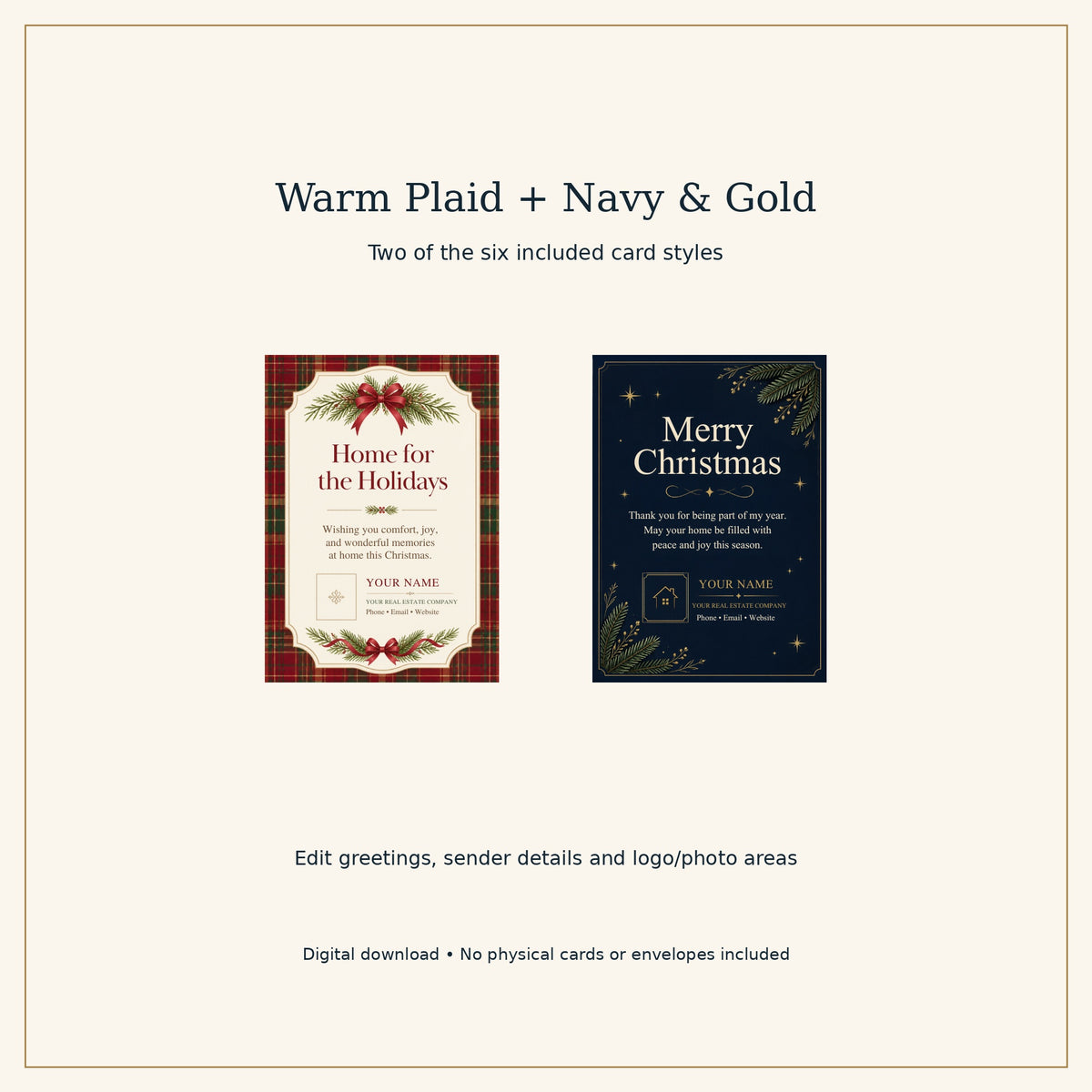Realtor Christmas Card Templates | 6 Editable Canva Designs