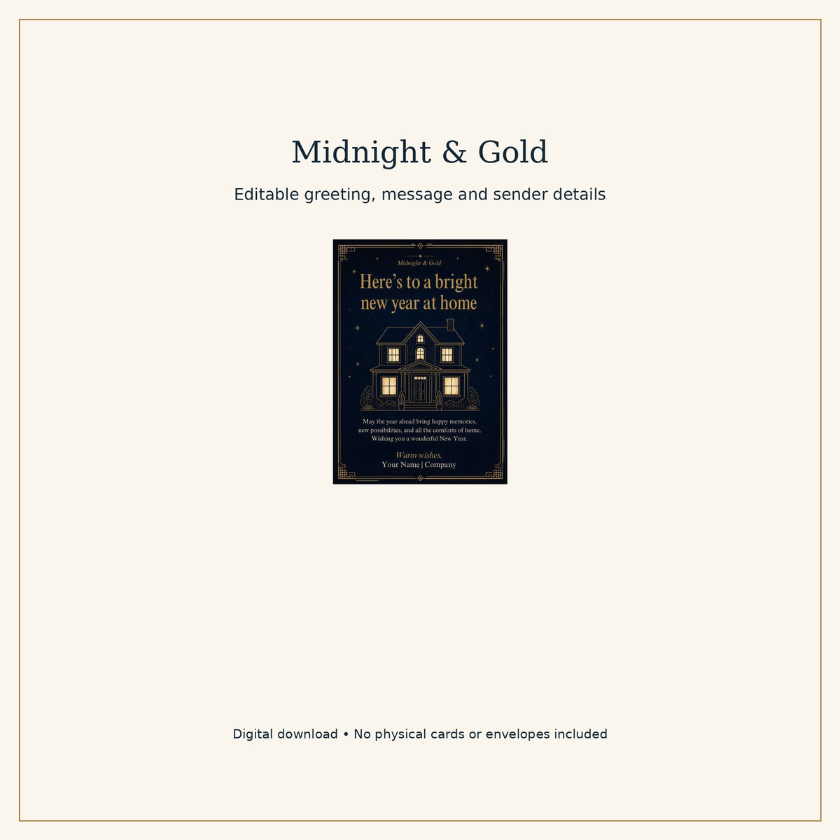 New Year Card Templates for Landlords, Tenants & Realtors | 3 Editable Canva Designs, 5x7 Home Greeting Cards