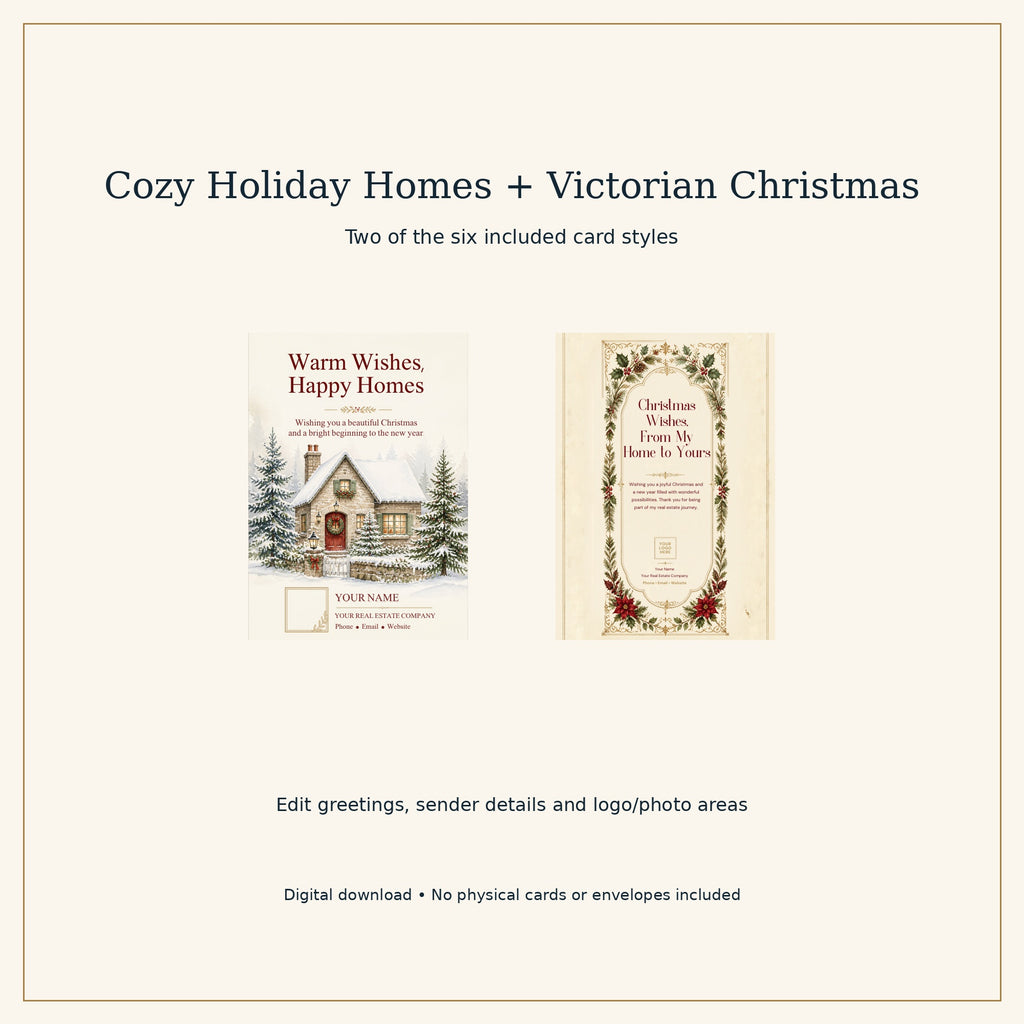 Realtor Christmas Card Templates | 6 Editable Canva Designs