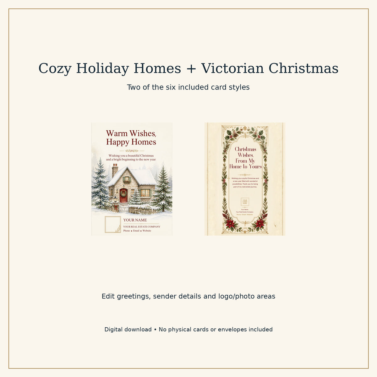 Realtor Christmas Card Templates | 6 Editable Canva Designs