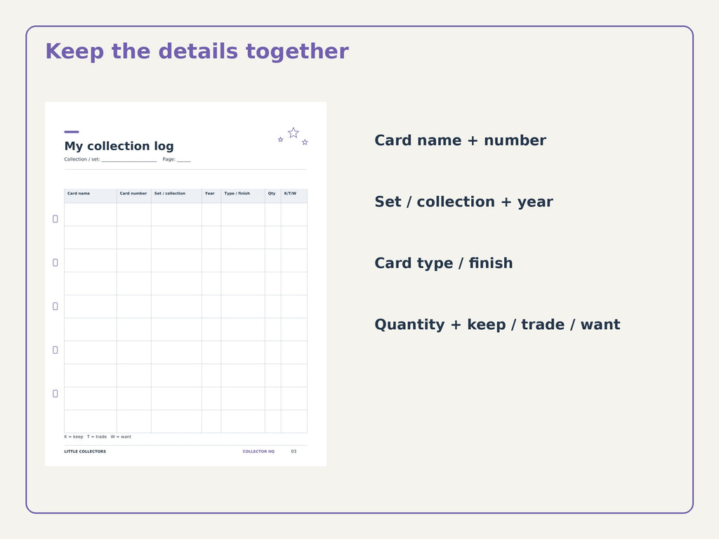 Trading Card Collection Journal for Kids | Printable Tracker & Trade Planner