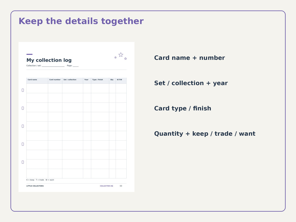 Trading Card Collection Journal for Kids | Printable Tracker & Trade Planner
