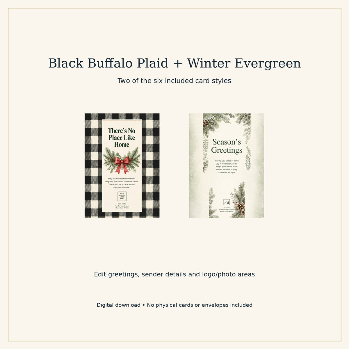 Realtor Christmas Card Templates | 6 Editable Canva Designs