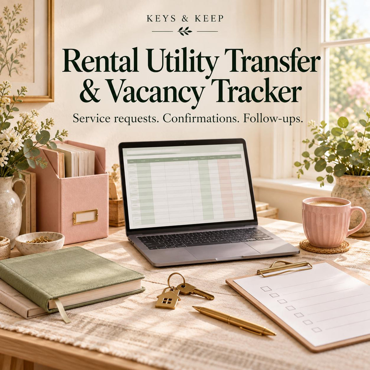 Rental Utility Transfer & Vacancy Tracker | Excel + Google Sheets Landlord Spreadsheet + Checklists