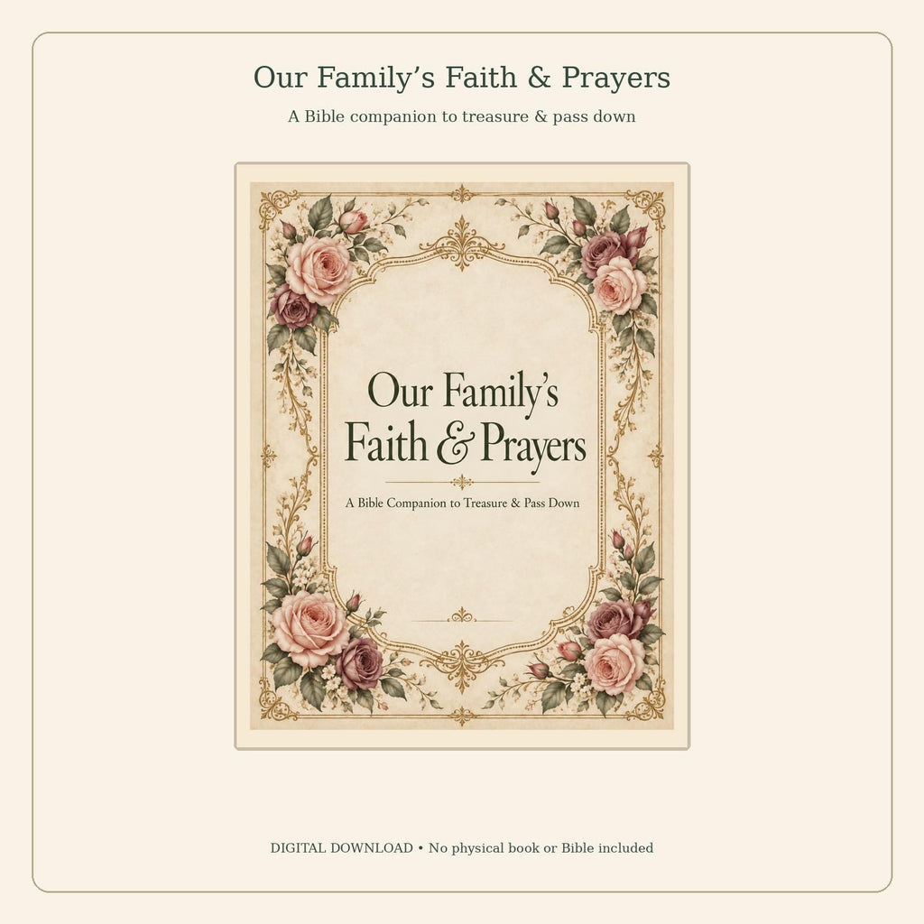 Family Faith and Prayer Keepsake Journal | Victorian Bible Companion | 26-Page Printable and Fillable PDF