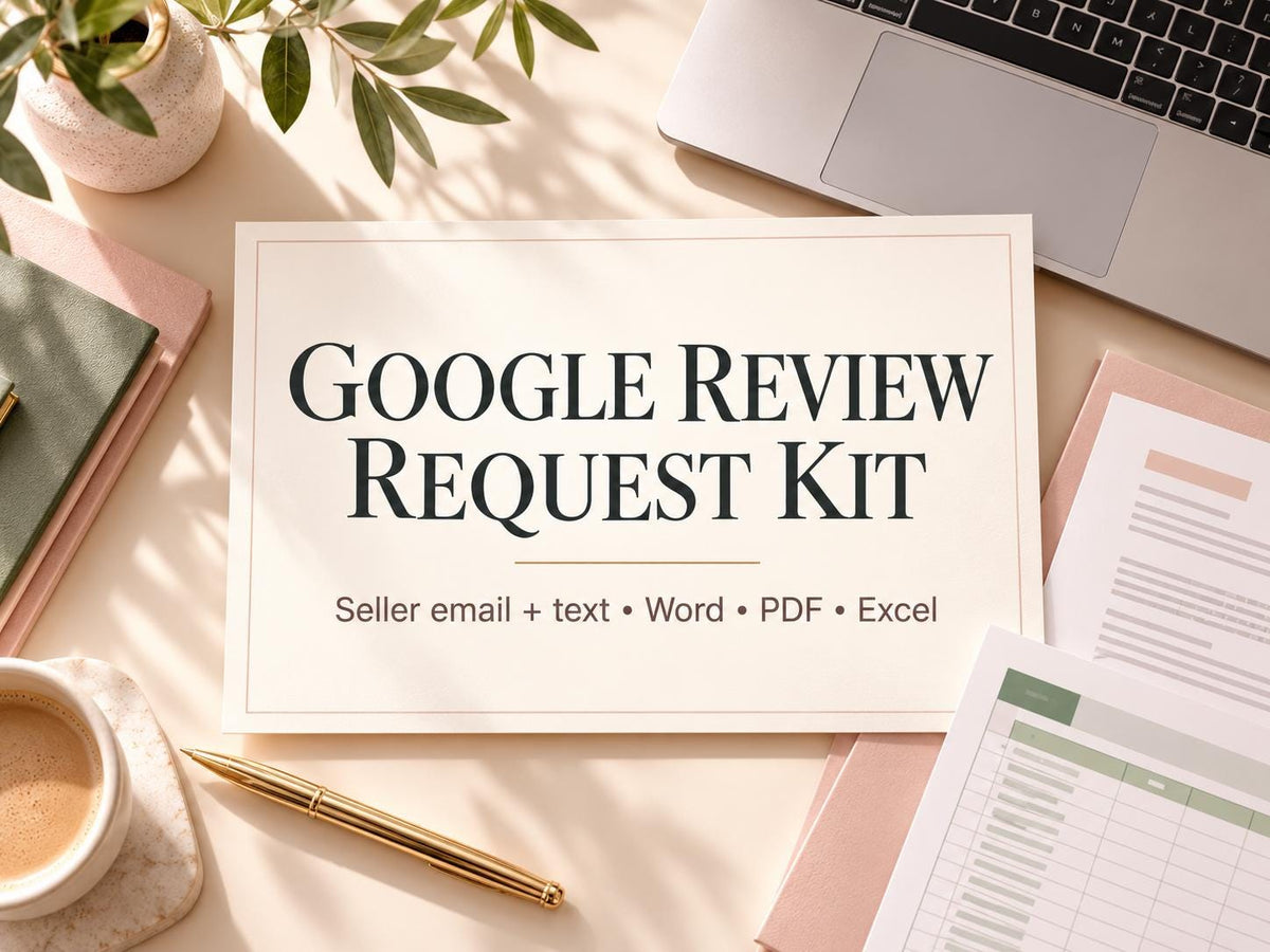 Google Review Request Kit for Real Estate Agents | Email, Text, Excel & Google Sheets Tracker
