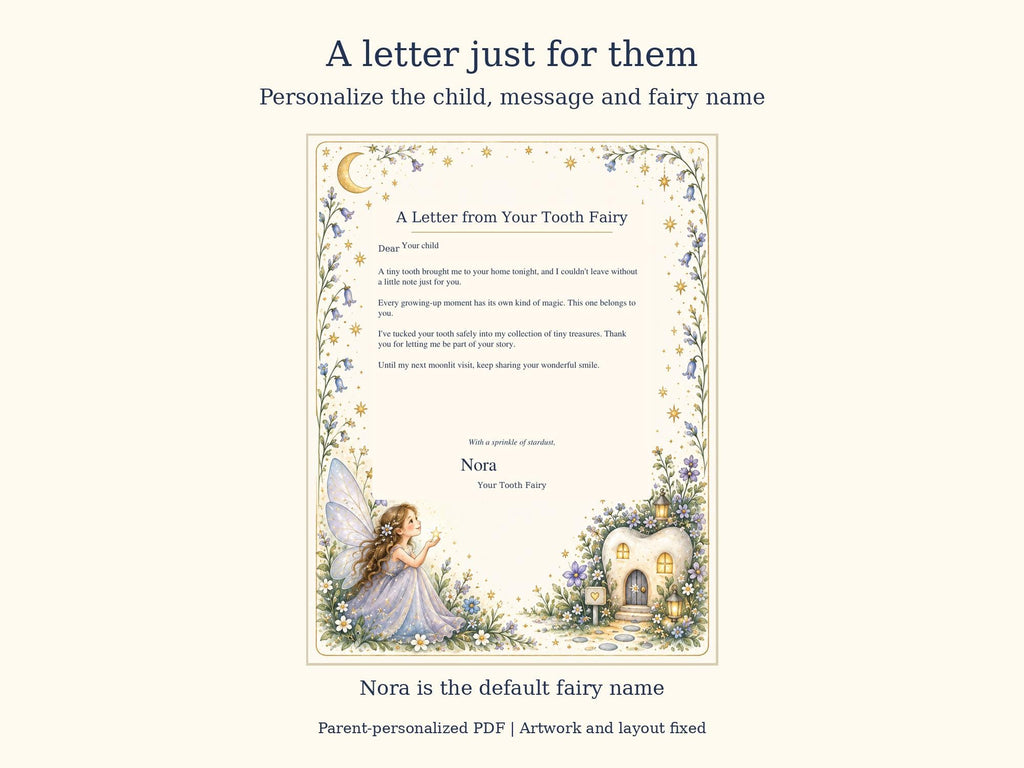 Tooth Fairy Letter and Receipt Printable | Editable PDF + Lost Tooth Tracker | Floral Moonlight