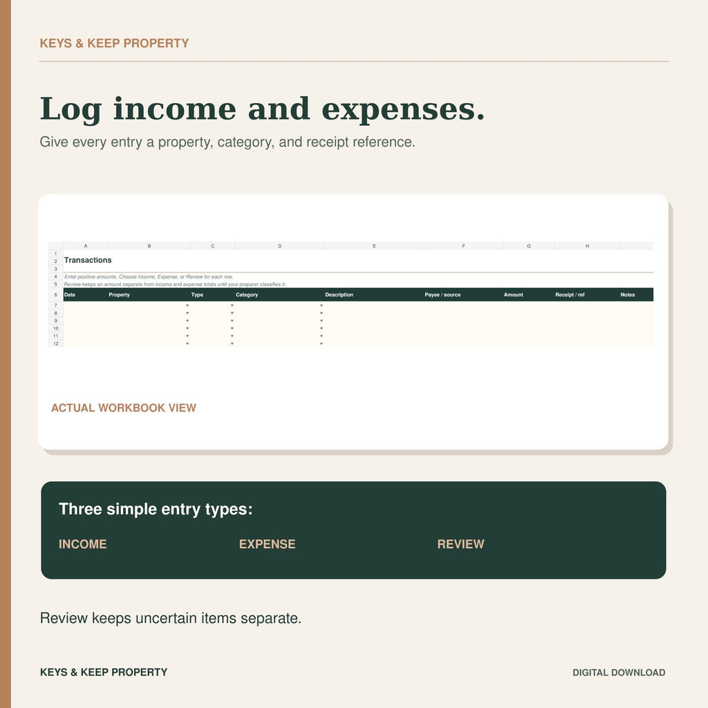 Rental Property Tax Organizer | Excel + Google Sheets Tracker for Expenses, Escrow & Tax Bill Increases