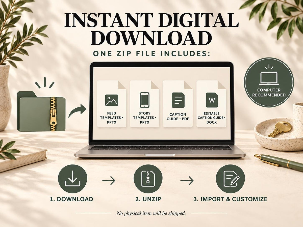 Landlord Social Media Kit | 30 Posts & 30 Stories, Editable PowerPoint for Canva Import