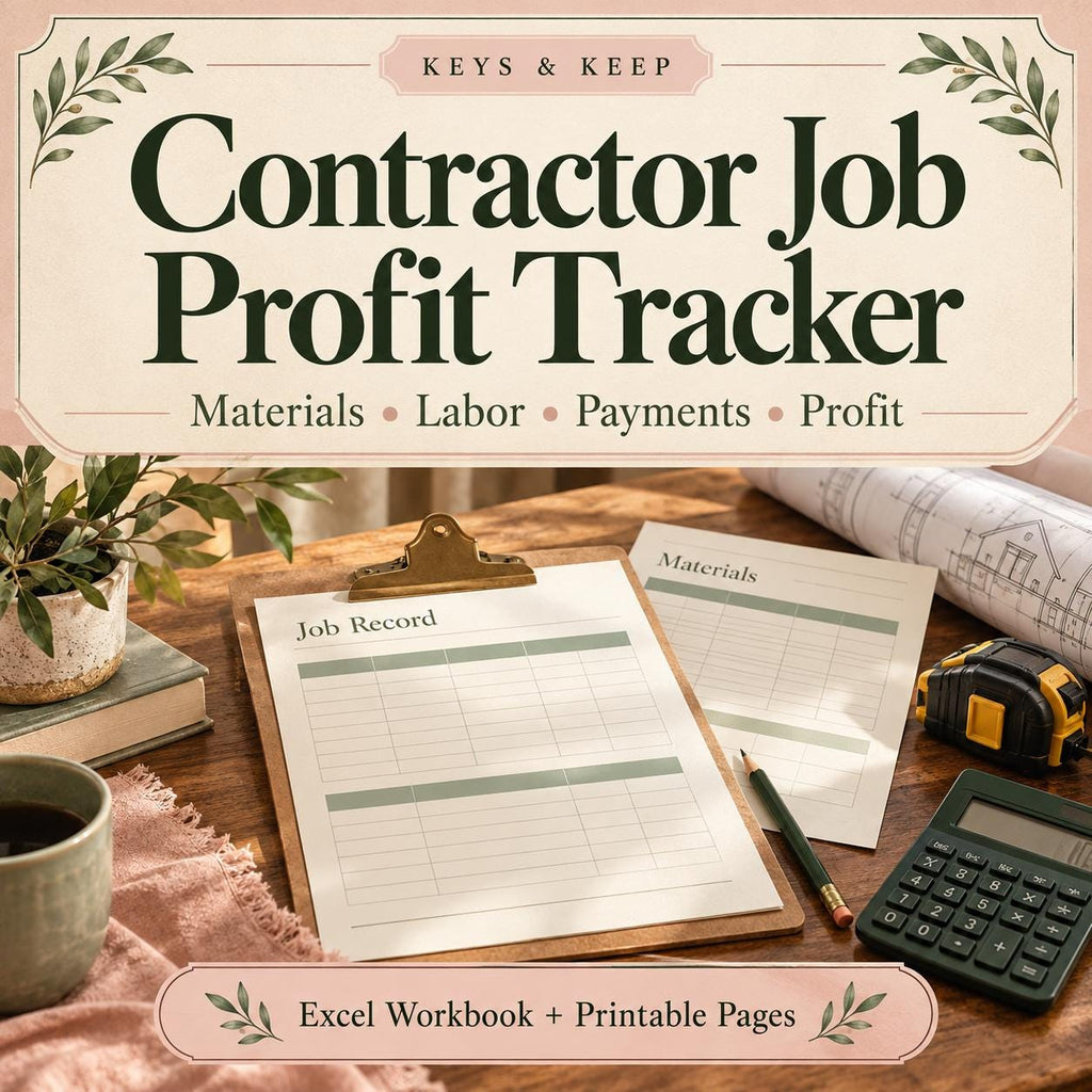Contractor Job Costing Spreadsheet | Excel + Google Sheets Job Profit, Labor, Materials and Payment Tracker + Printable Forms