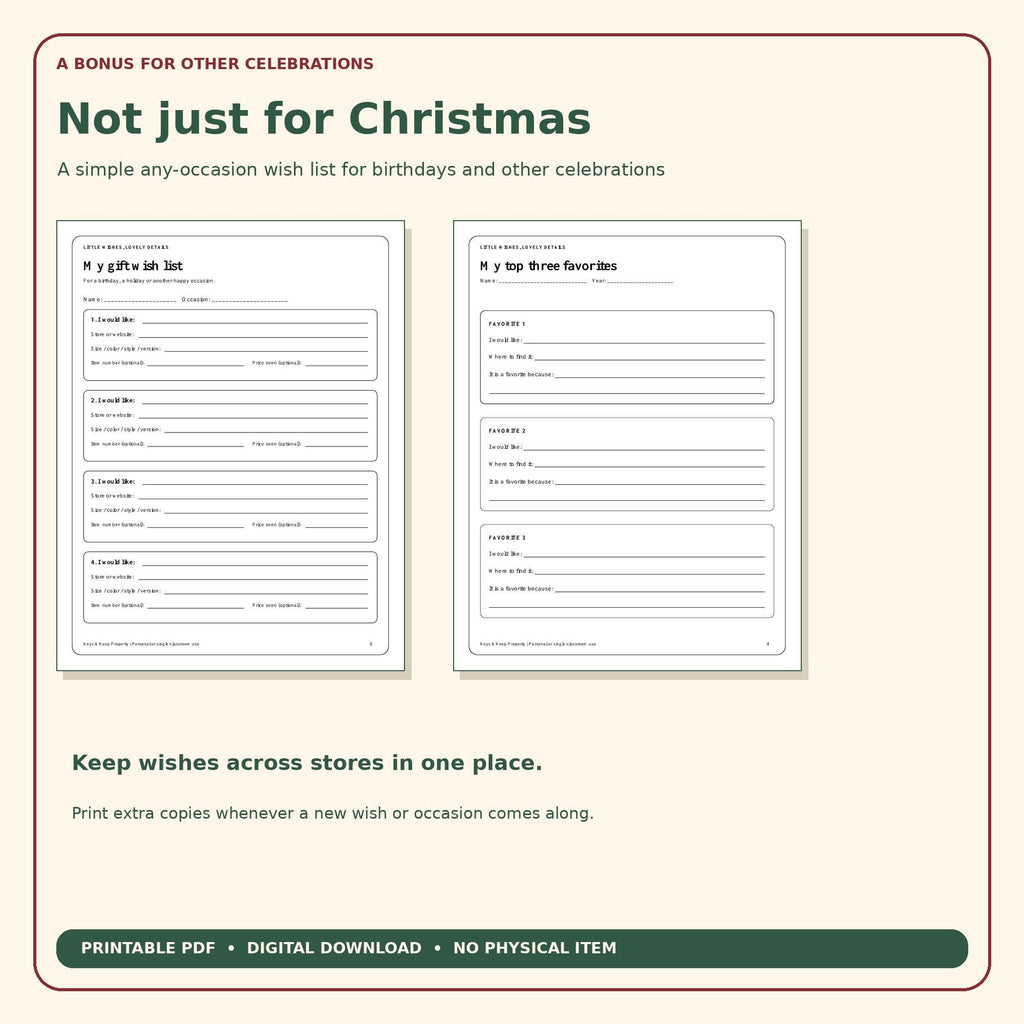 Kids Christmas Wish List Printable | What I Want and Where to Find It, Top 3 Favorites and Drawing Pages | 6-Page PDF