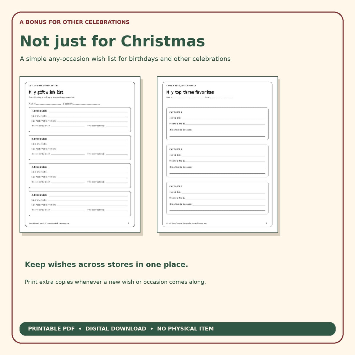 Kids Christmas Wish List Printable | What I Want and Where to Find It, Top 3 Favorites and Drawing Pages | 6-Page PDF