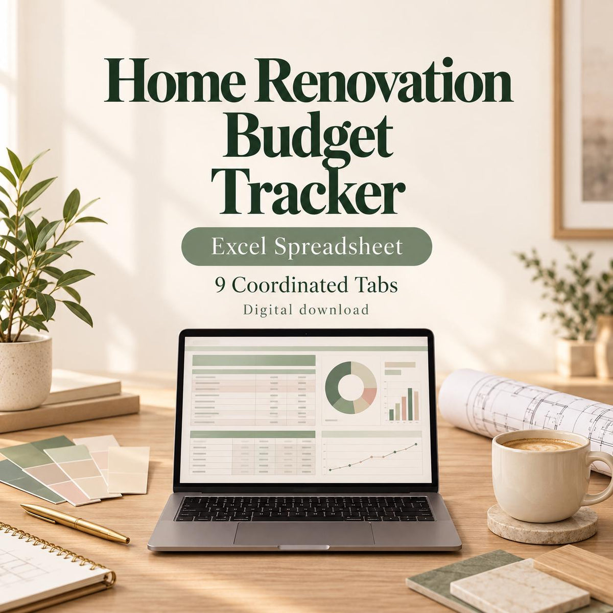 Home Renovation Budget Tracker | Excel & Google Sheets | Project, Contractor and Quote Spreadsheet