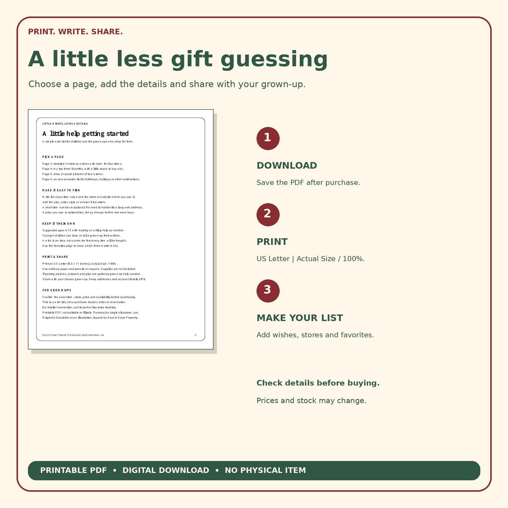 Kids Christmas Wish List Printable | What I Want and Where to Find It, Top 3 Favorites and Drawing Pages | 6-Page PDF