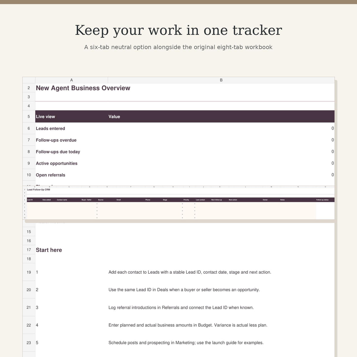 Real Estate Agent Starter Kit | Excel and Google Sheets Lead Tracker, Forms & Canva Cards