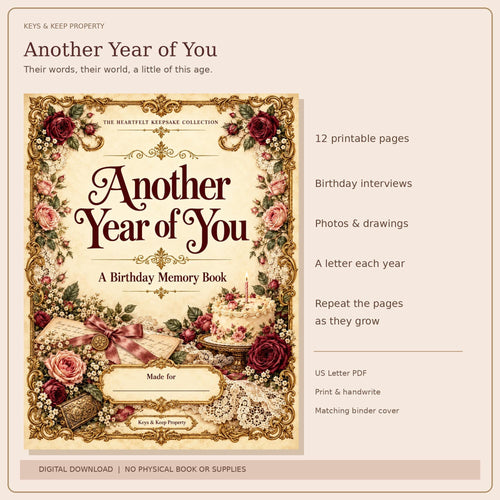 Birthday Memory Book Printable | Child Interview, Birthday Questionnaire and Parent Letter | 12-Page PDF