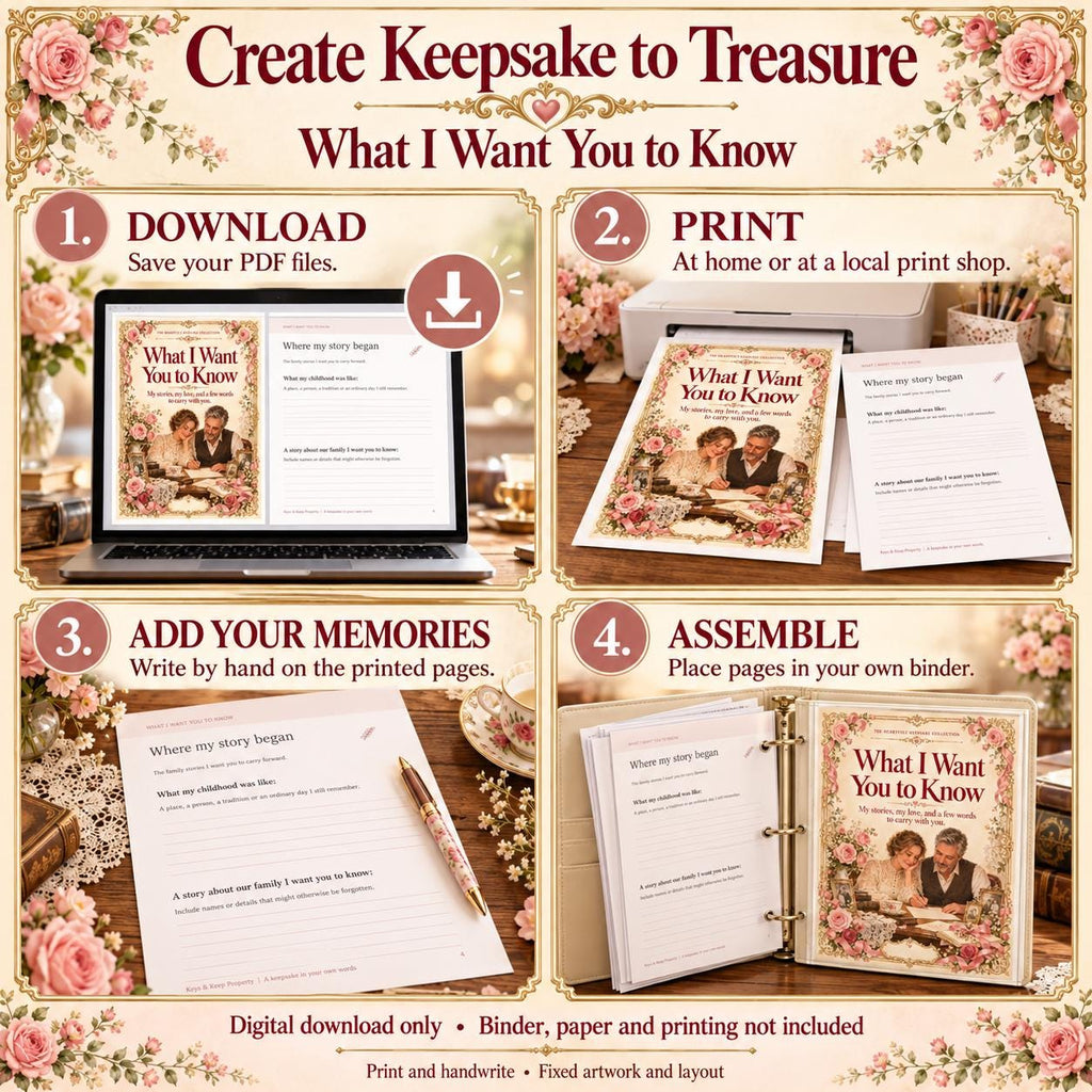 Letters to My Children Printable Journal | Parent Memories, Life Stories and Keepsake Letters | 22-Page PDF