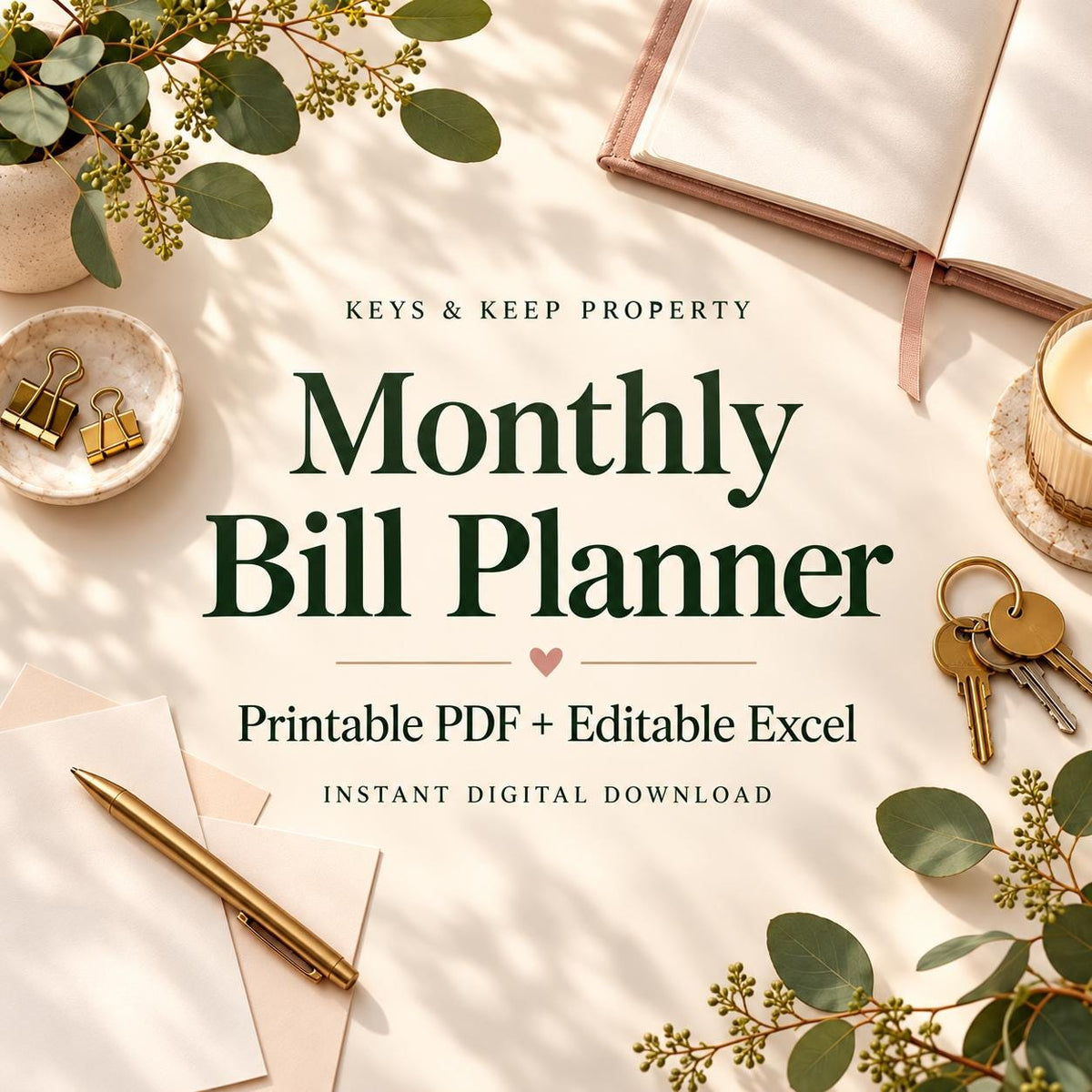 Monthly Bill Tracker and Organizer | Excel + Google Sheets, Printable Planner | Recurring Bills and Payment Log