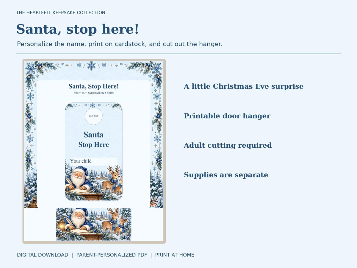 Letter from Santa Printable Kit | Editable PDF, Nice List and Certificate + Christmas Morning Extras | Blue Snowflake