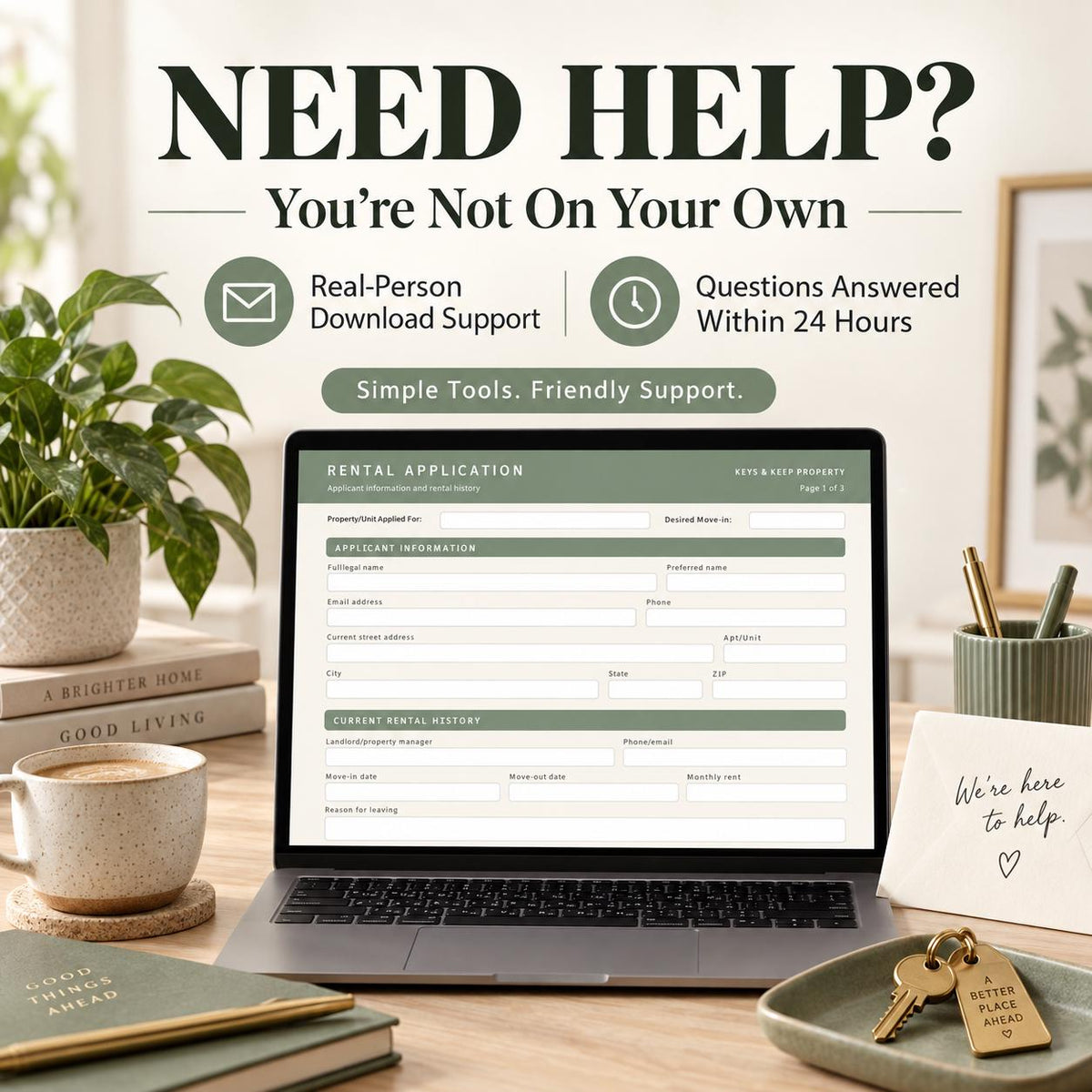 Rental Application Form | 3-Page Printable & Fillable PDFs + Editable Word