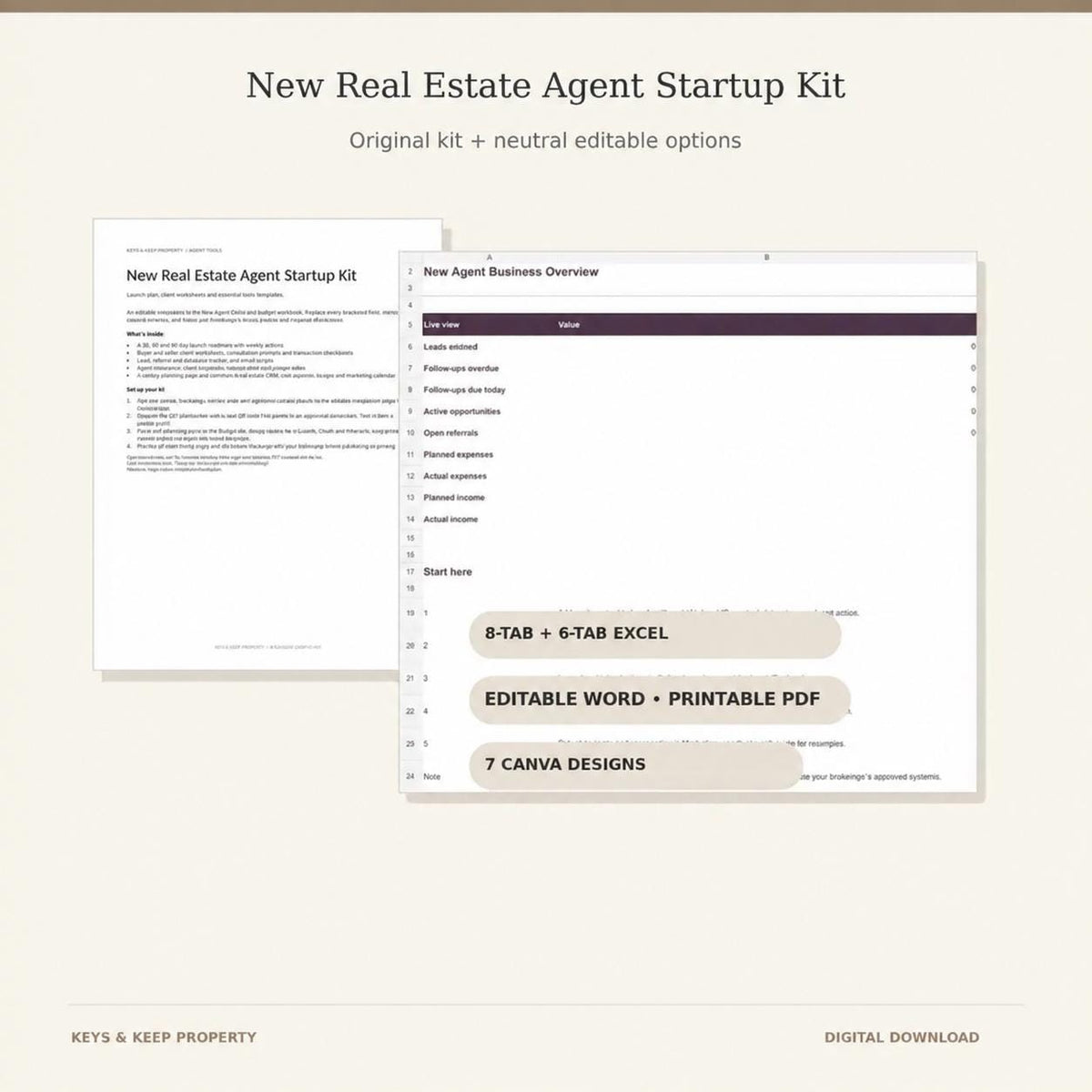Real Estate Agent Starter Kit | Excel and Google Sheets Lead Tracker, Forms & Canva Cards