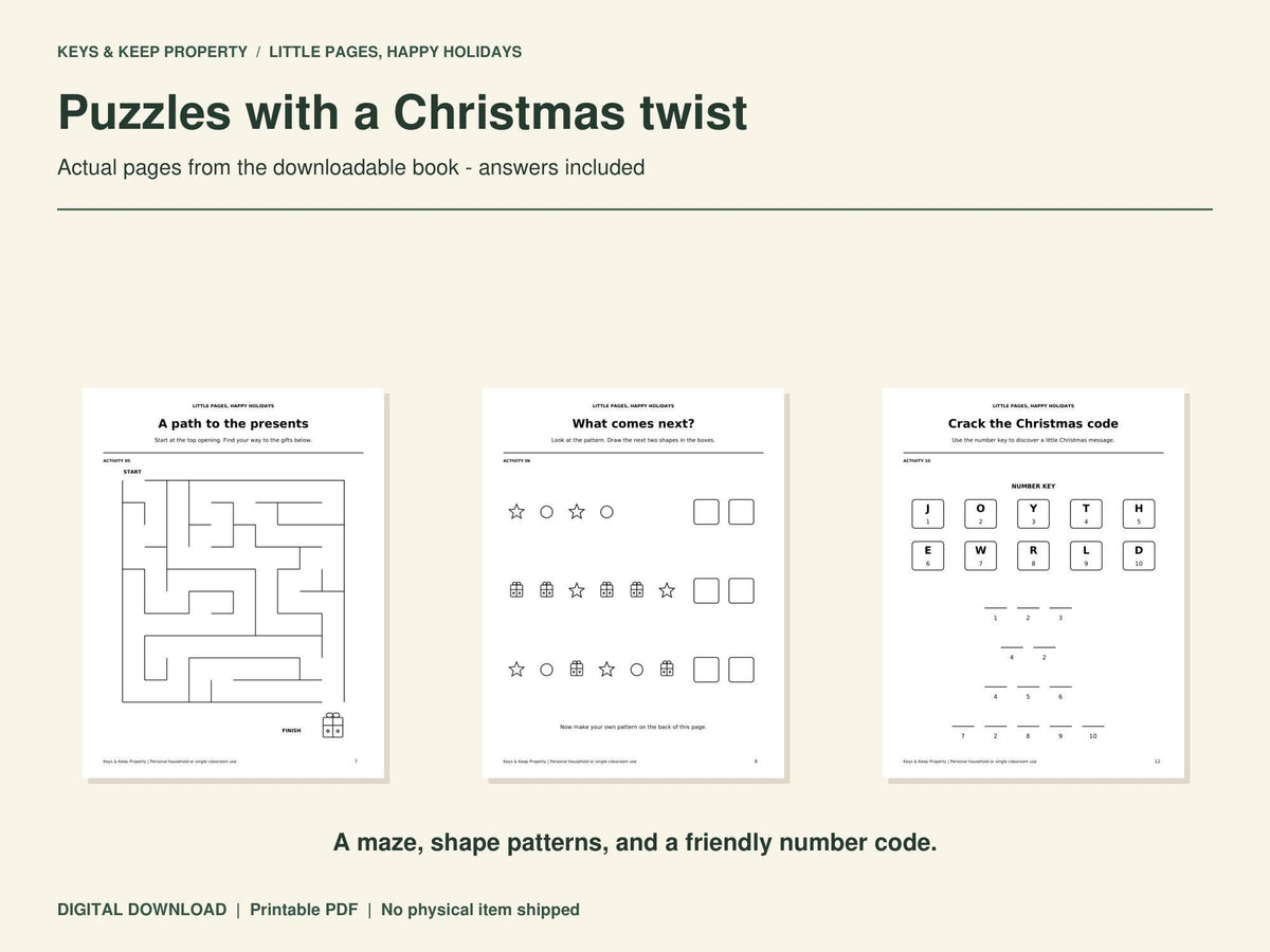 Christmas Activity Book for Kids | Coloring, Maze, Word Search & Drawing | Ages 5-8 | 16-Page Printable PDF