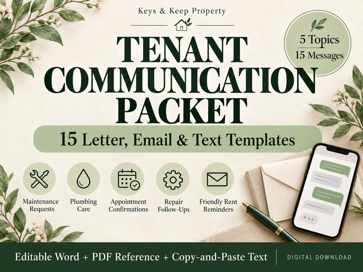 Tenant Communication Packet | 15 Landlord Letter, Email & Text Templates | Editable Word