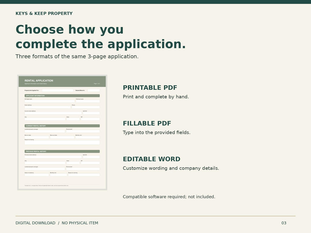 Landlord Rental Toolkit | Application, Screening, Lease, Tenant Welcome and Move-In PDF Forms