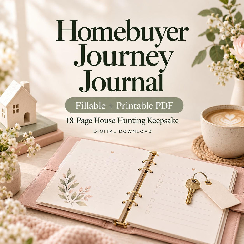 Homebuyer Journey Journal | 18-Page Printable & Fillable PDF | House Hunting Memory Book