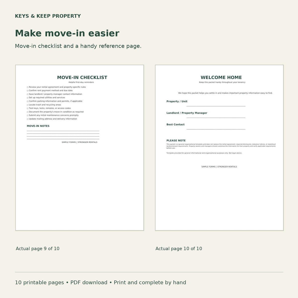 Tenant Welcome Packet | 10-Page Move-In Guide for Landlords (PDF Download)
