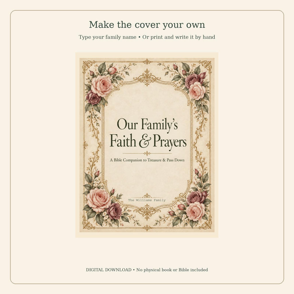 Family Faith and Prayer Keepsake Journal | Victorian Bible Companion | 26-Page Printable and Fillable PDF