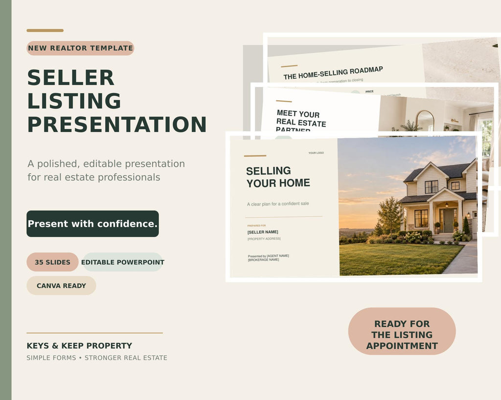 Real Estate Listing Presentation Template | 35-Slide Editable PowerPoint | Seller Consultation and Listing Appointment