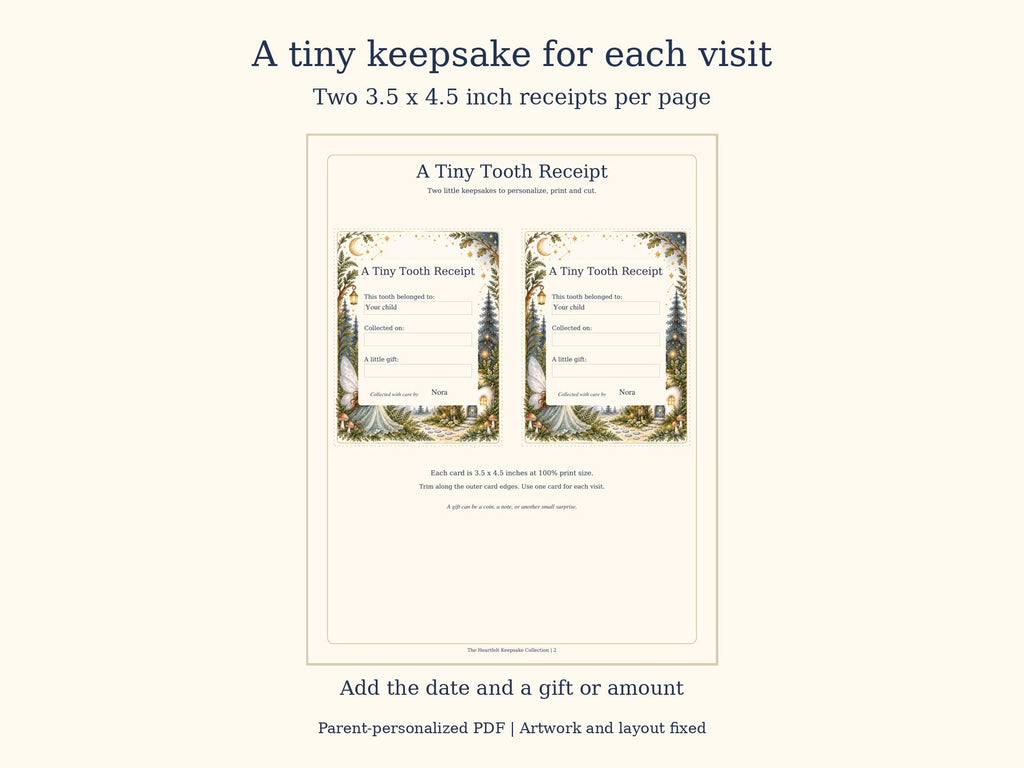 Tooth Fairy Letter and Receipt Printable | Editable PDF + Lost Tooth Tracker | Moonlit Adventure