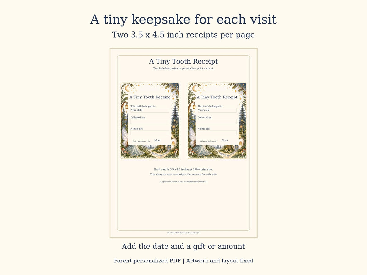 Tooth Fairy Letter and Receipt Printable | Editable PDF + Lost Tooth Tracker | Moonlit Adventure