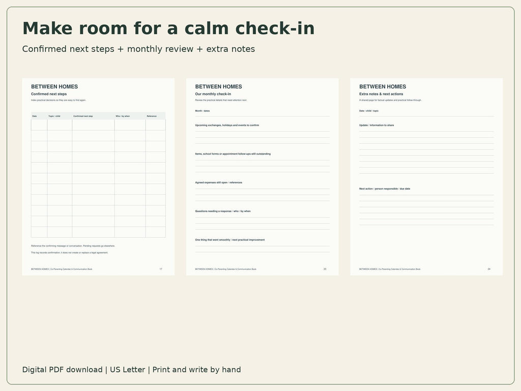 Co-Parenting Planner Printable | Calendar, Handover & Shared Expenses | 24-Page PDF