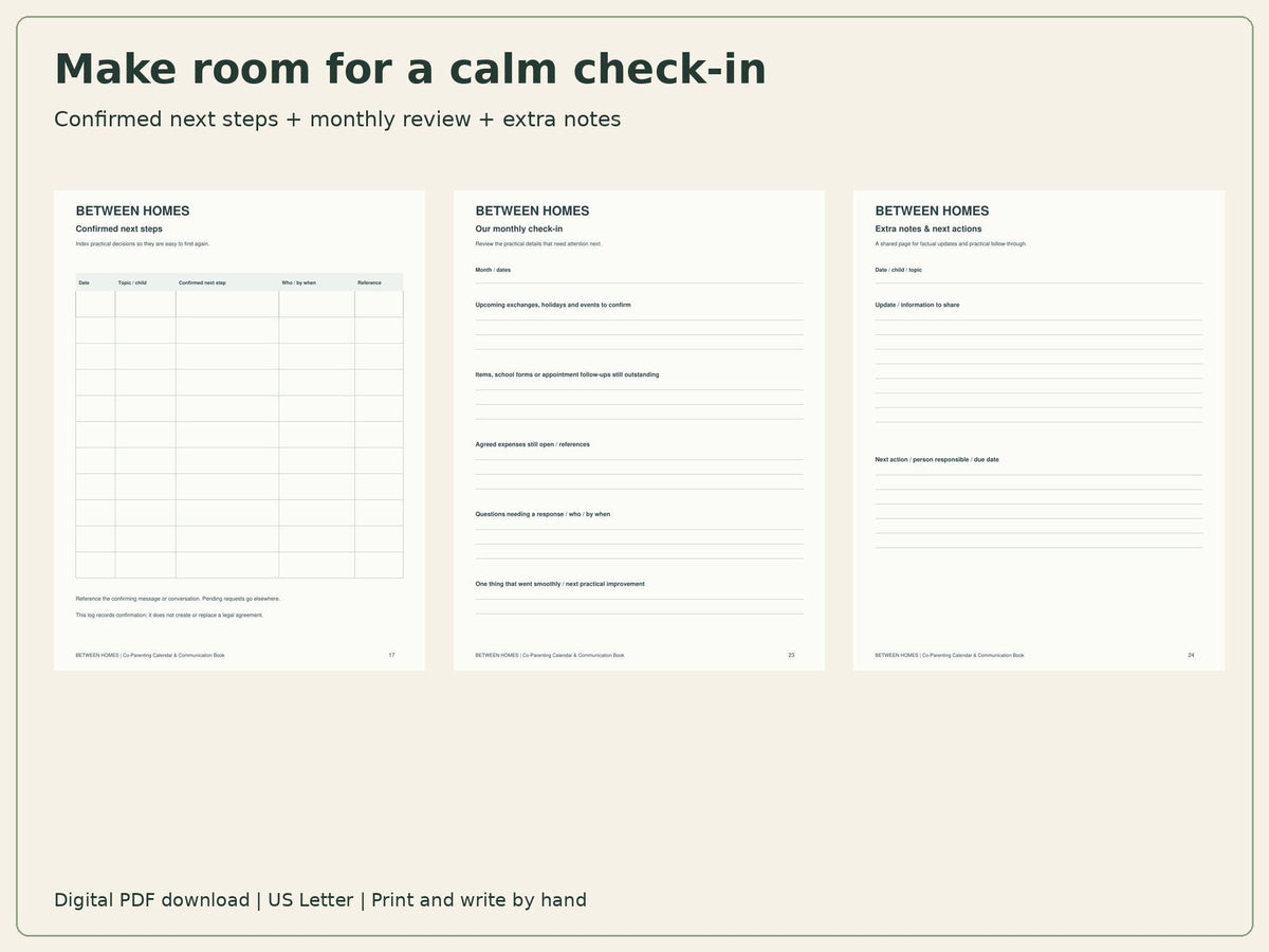 Co-Parenting Planner Printable | Calendar, Handover & Shared Expenses | 24-Page PDF