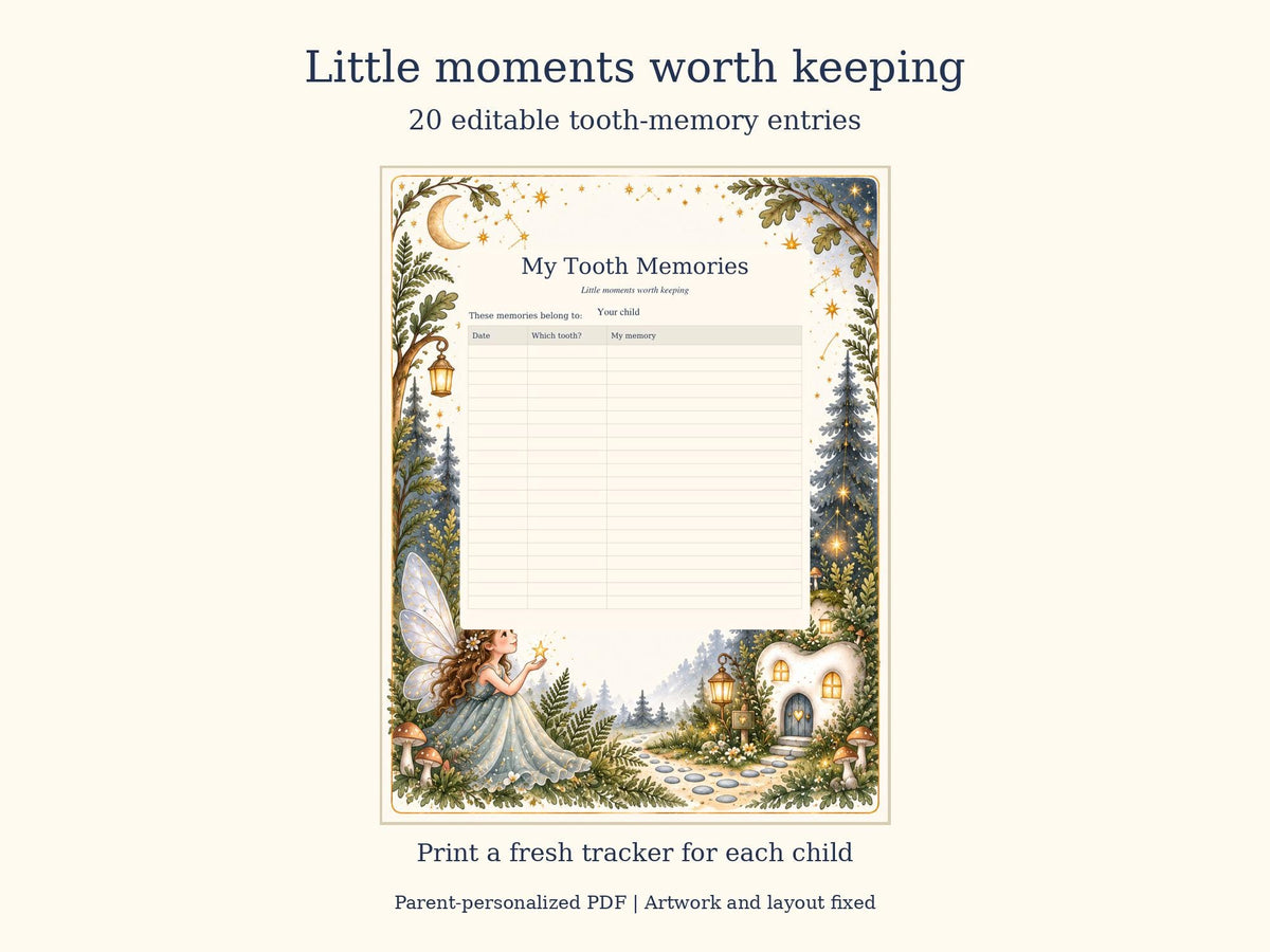 Tooth Fairy Letter and Receipt Printable | Editable PDF + Lost Tooth Tracker | Moonlit Adventure