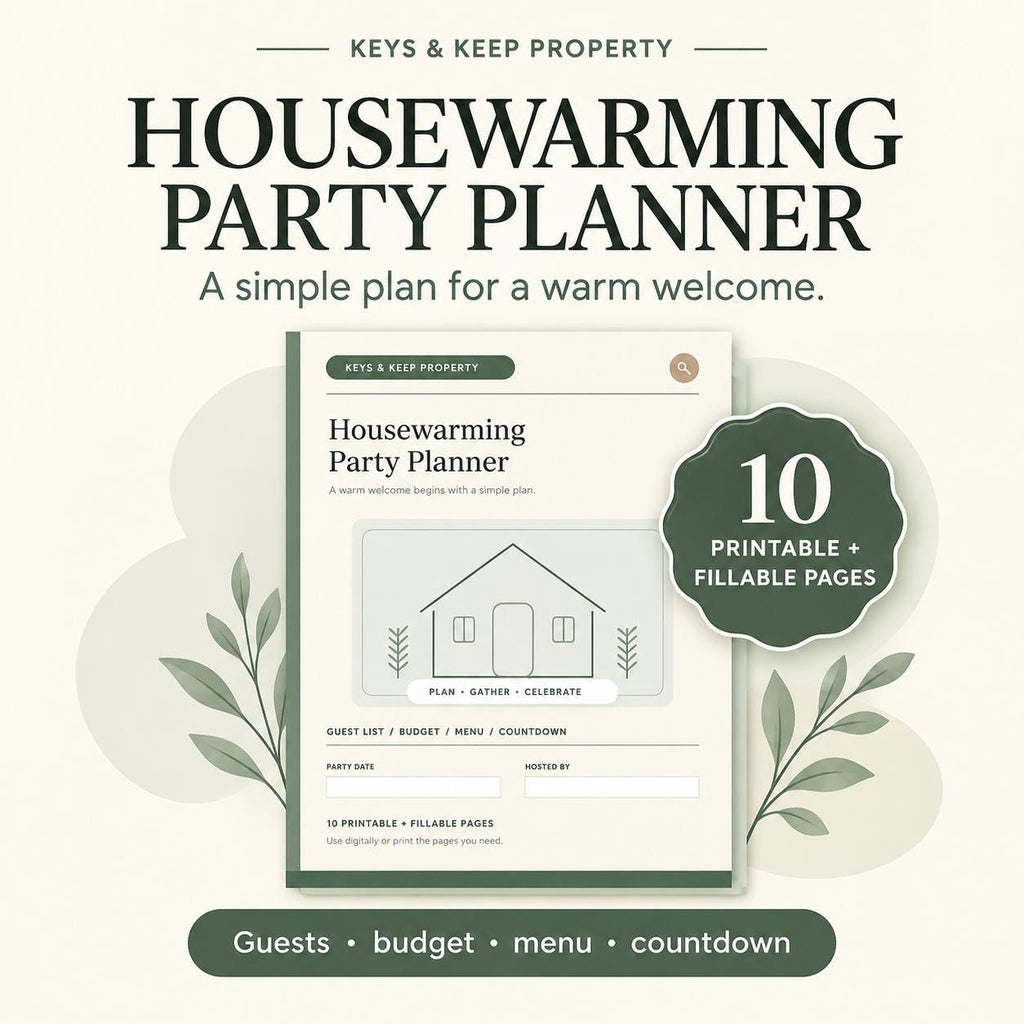 Housewarming Party Planner | Guest List, Budget, Menu and Prep Checklist | 10-Page Printable + Fillable PDF
