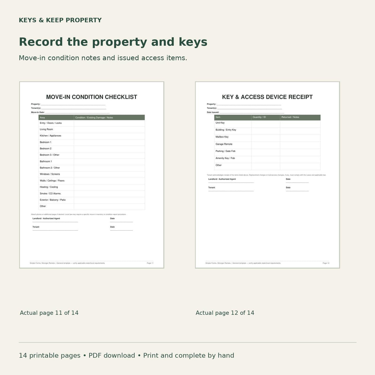 Residential Lease Packet | 14-Page Printable PDF, Pet Addendum & Move-In Forms