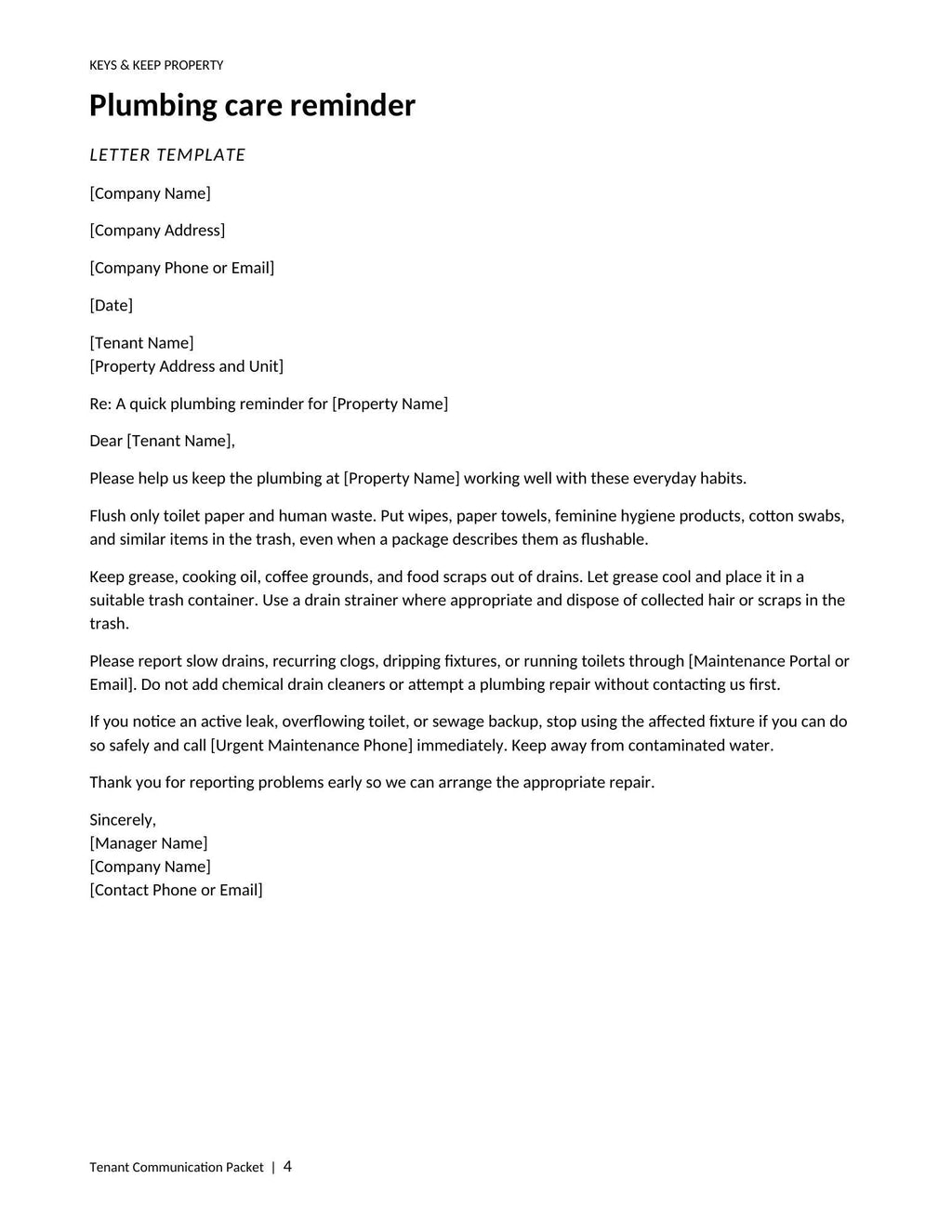 Tenant Communication Packet | 15 Landlord Letter, Email & Text Templates | Editable Word
