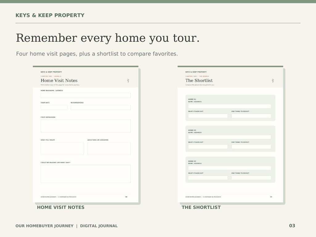 Homebuyer Journey Journal | 18-Page Printable & Fillable PDF | House Hunting Memory Book