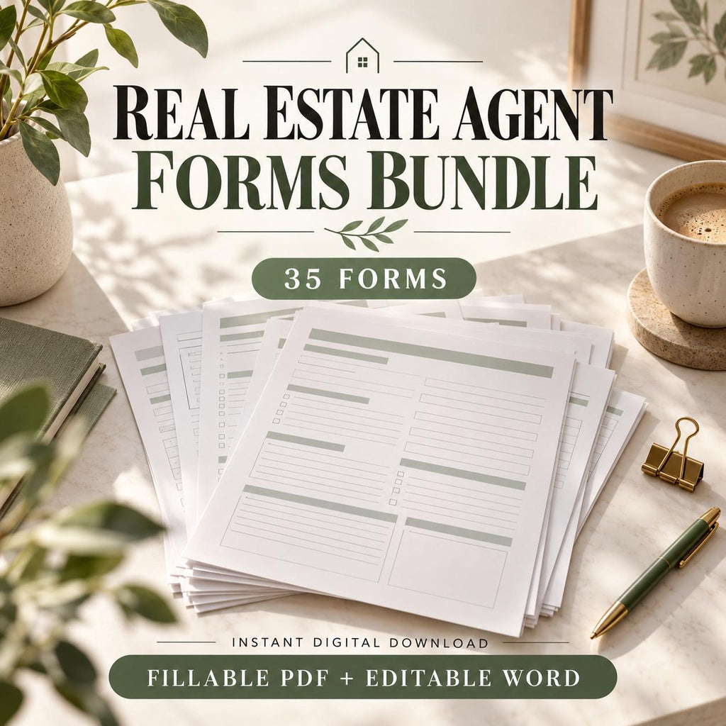 Real Estate Agent Forms Bundle | 35 Forms, Fillable PDF & Editable Word