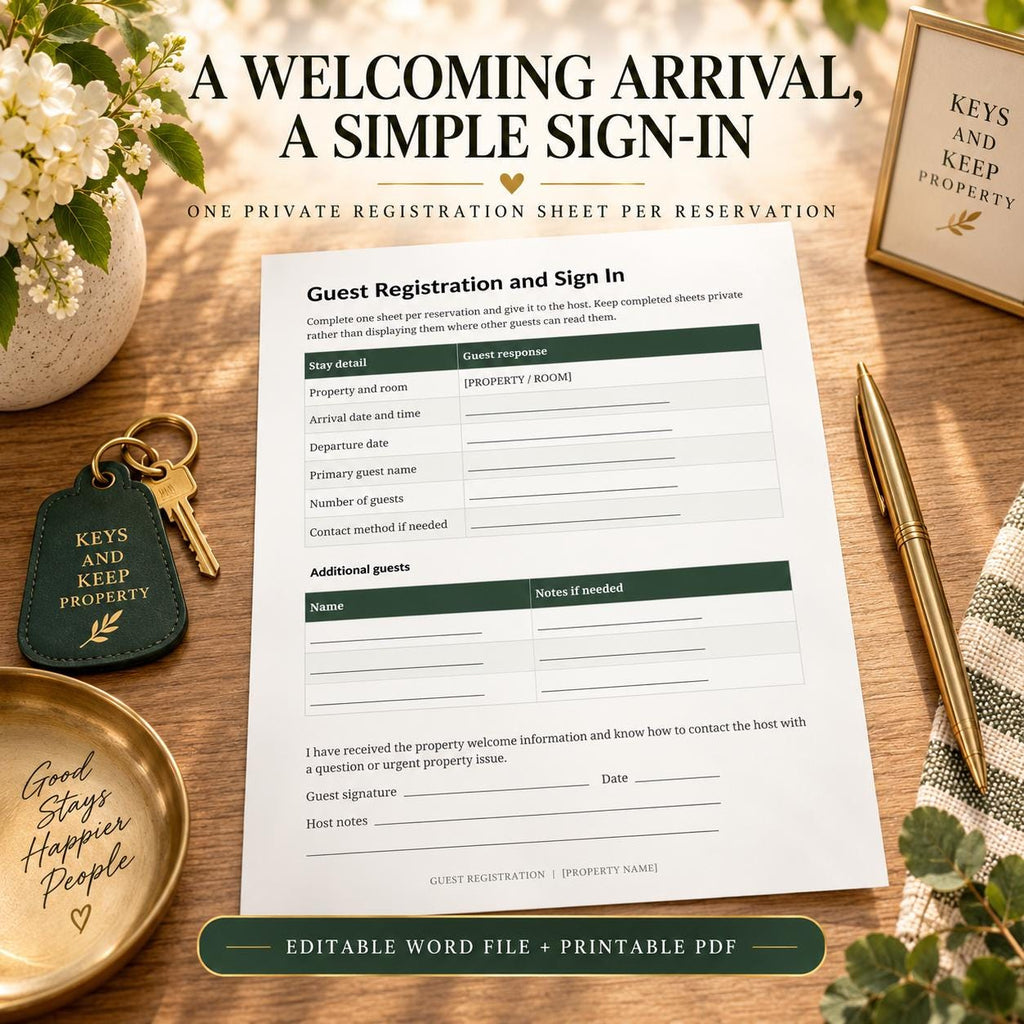 Bed and Breakfast Welcome Book Bundle | Editable Word Guest Guide & Turnover Checklists