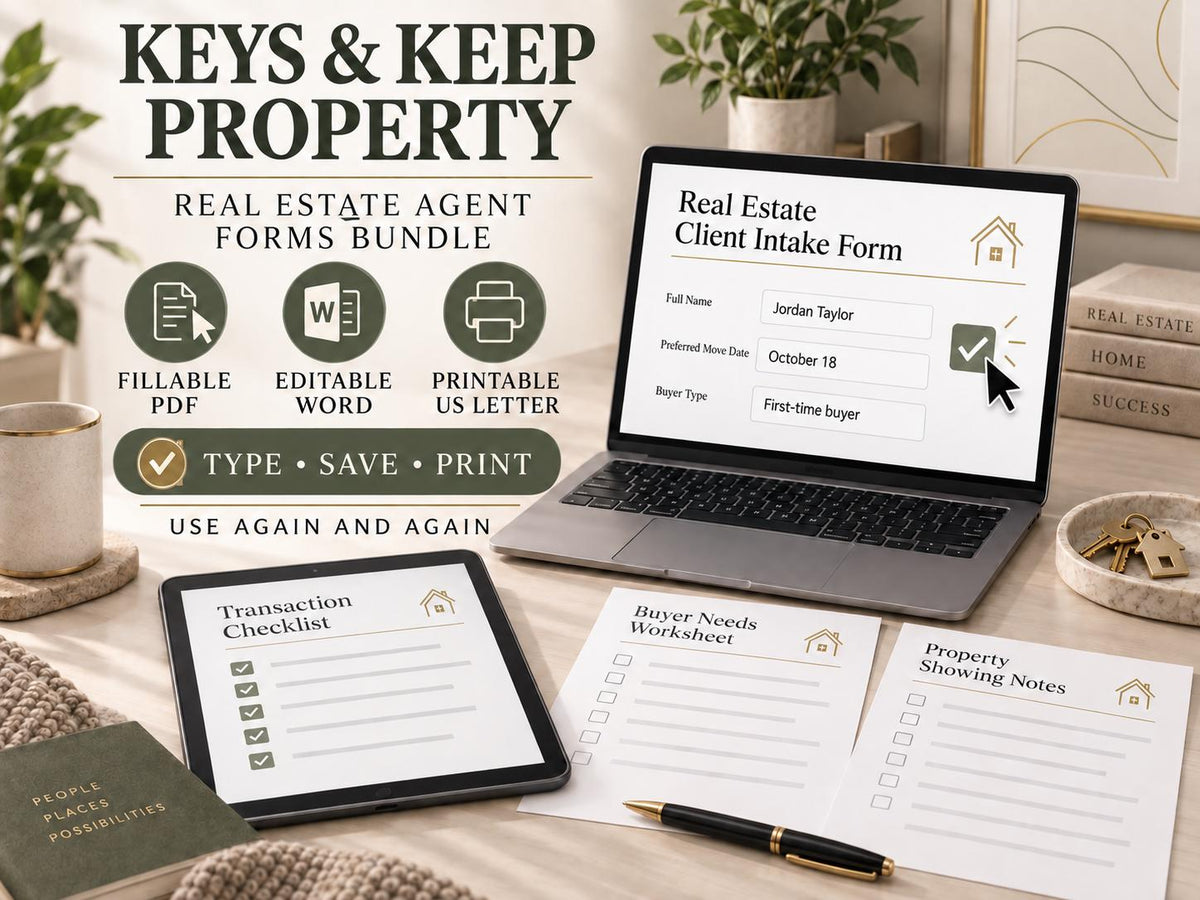 Real Estate Agent Forms Bundle | 35 Forms, Fillable PDF & Editable Word