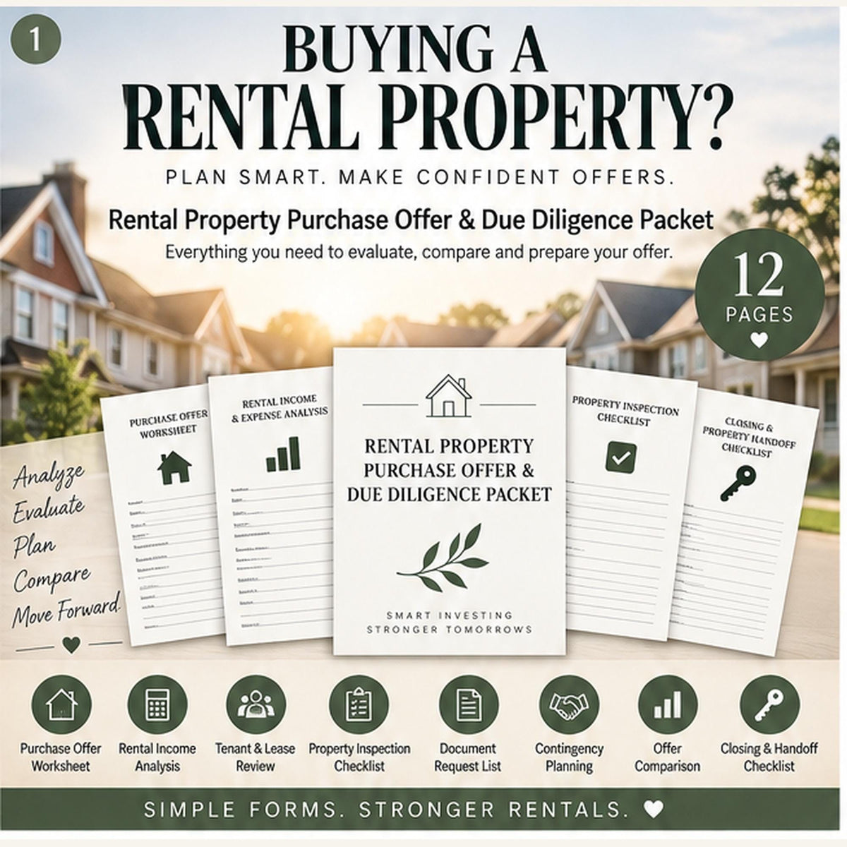 Rental Property Buying Checklist | Due Diligence Worksheets, 12-Page Printable PDF