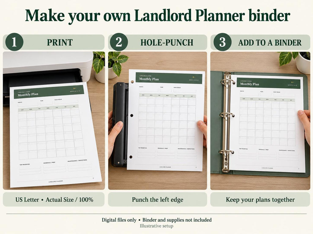 Landlord Planner | Rent, Tenant, Maintenance and Expense Records | 45-Page Fillable + Printable PDF and Editable Word